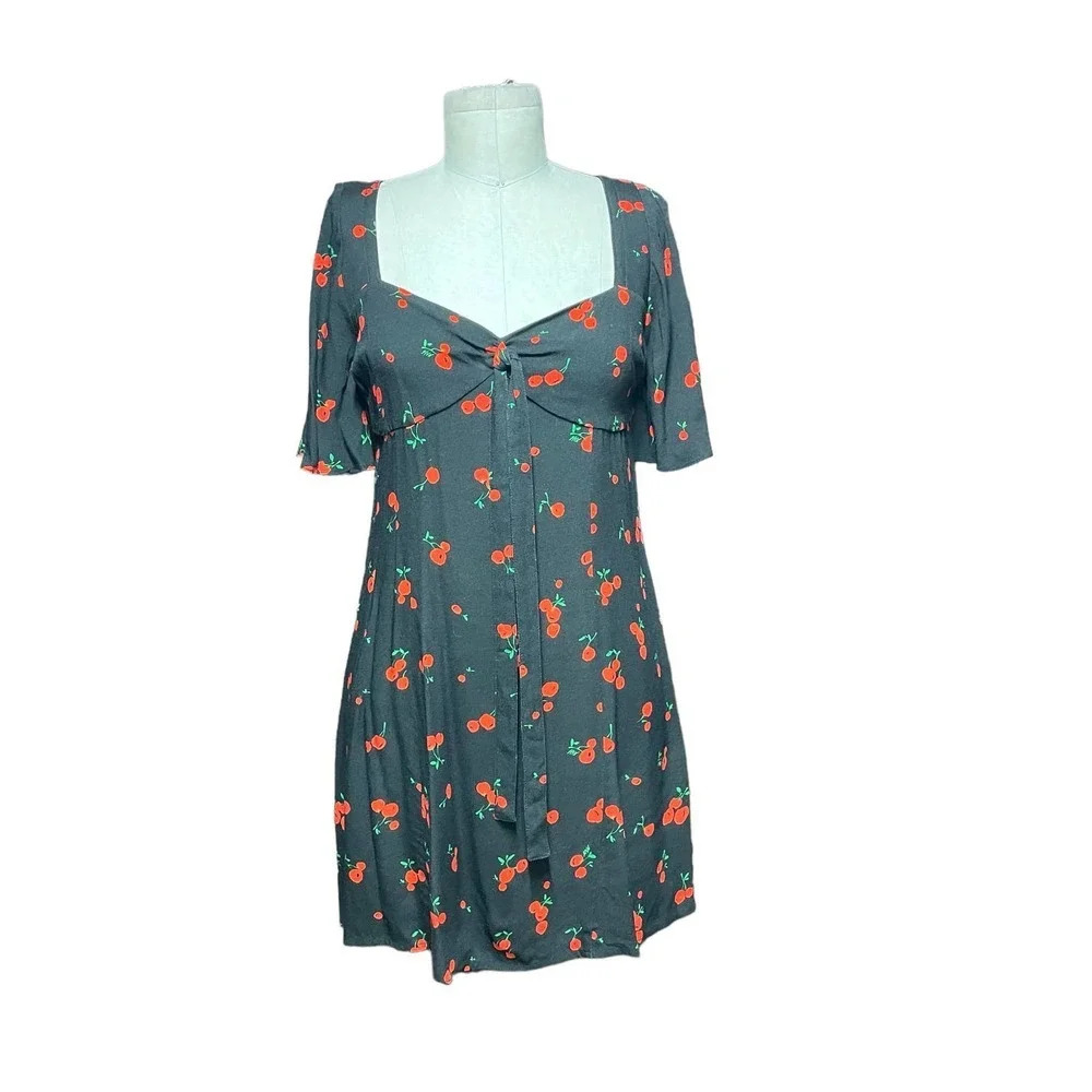 Hvn Black Cherry Print Emily Sweetheart Mini Dress Size 2 — image 2 of 8